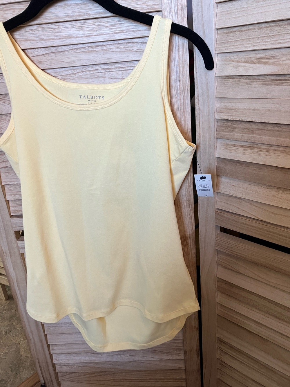 Talbots Women's Pale Yellow Scoop Neck Tank Top Petite Small NWT